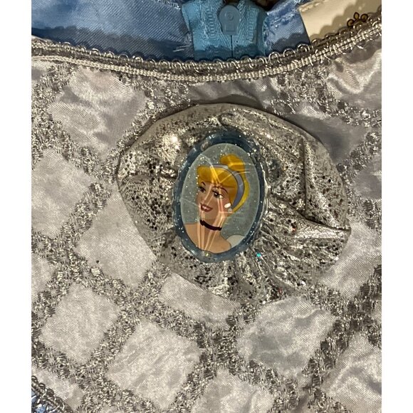 Cinderella Halloween Costume Dress With Glitter Castle Design For Girls - Picture 11 of 12